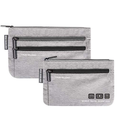 Travelon World Travel Essentials Set of 2 Currency and Passport Organizers - color: Gray Heather