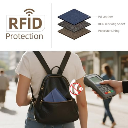 ZOPPEN Mulit-purpose Rfid Blocking Passport Holder Travel Wallet (Ver.4) Passport and Vaccine Card Holder ComboTri-fold Document Organizer Travel Essentials - color: #14 Blue