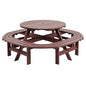 Garvee 8 Person Wooden Picnic Table, Outdoor Picnic Tables with 4 Built-in Benches, Circular Camping Dining Table and Chairs Set with Umbrella Hole for Garden, Patio, Backyard, Walnut Brown