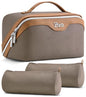 BOYATU Travel Makeup Bag Organizer Cosmetic Bag: 3 Pcs Set Make up Bags for Women with Handle - Waterproof Vegan Leather Toiletry Bags Travel Essentials Pouch with Compartments (A-02-Grey) - color: 02-B-Grey