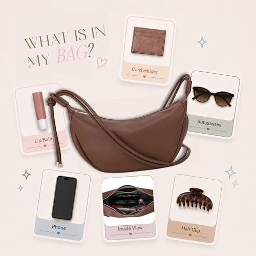 Mali&Lili Hobo Shoulder Bag for Women, Aria Convertible Crossbody Bags for Women, Vegan Leather purses, Shoulder Handbags - color: Chocolate