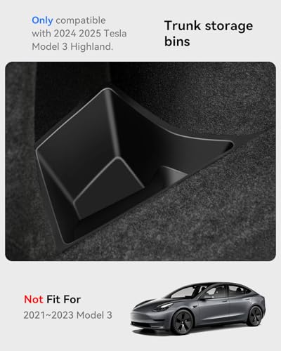 Trunk Organizer for 2024 2026 Tesla Model 3 Highland Accessories Rear Trunk Storage Bins Side Box with Lids for 2026 2025 Model 3 Interior Accessories TPE Material Waterproof Odorless 2 PCS - style: (New)Model 3 Highland