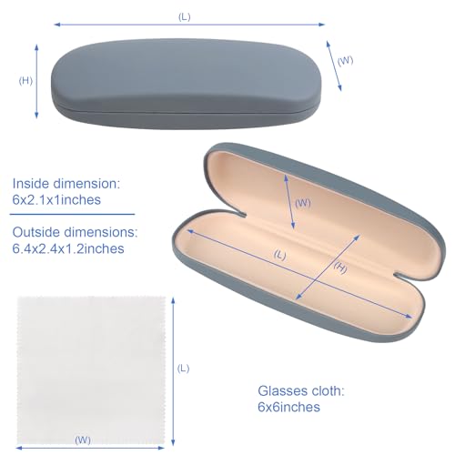 Joyberg Glasses Case, 2 Pack Eyeglass Case with Cleaning Cloth, Glasses Case Hard Shell Fits Most Glasses - color: Gray