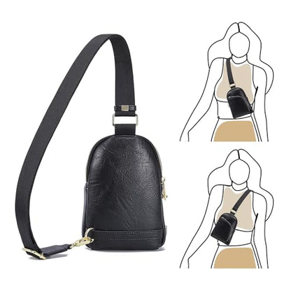 INICAT RFID Blocking Sling Bag, Anti Theft Crossbody Bag for Women Compact Travel Purses Leather - color: Black Anti Theft