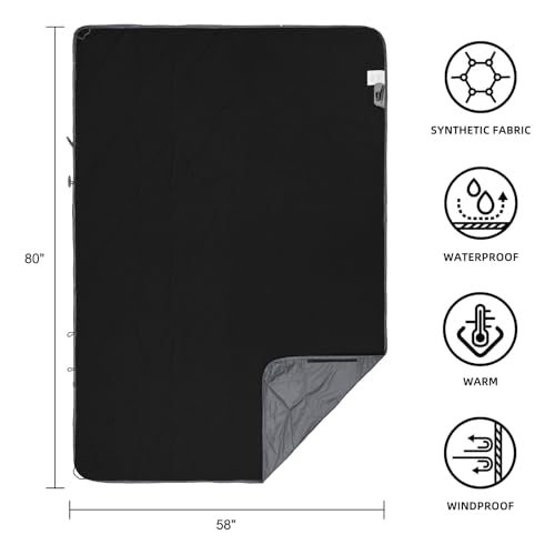 Large Outdoor Waterproof Blanket Extra Thick Fleece Stadium Blanket for Camping, Car, Pet, Picnics - Windproof, Wearable, Machine Washable 80" x 58" (Smoky Gray) - color: Smoky Gray