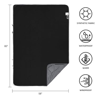 Large Outdoor Waterproof Blanket Extra Thick Fleece Stadium Blanket for Camping, Car, Pet, Picnics - Windproof, Wearable, Machine Washable 80" x 58" (Smoky Gray) - color: Smoky Gray