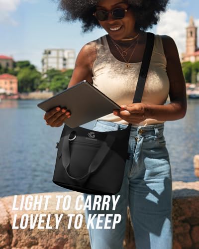 GLORIEROO Pastel Lunch Box Women | Insulated Soft Waterproof Leakproof Lunch Bag Cooler | Adjustable Strap | BPA-Free - color: Midnight Black