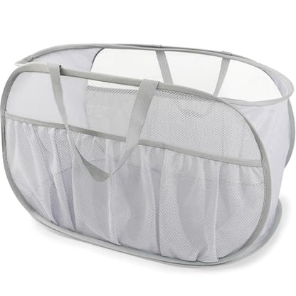 Collapsible Laundry Baskets, Upgrade Pop Up Laundry Hamper with Convenient Bags, Foldable Laundry Basket Mesh Light Weight, Easy to Carry Clothes Hampers for Laundry, Dorm, Toys, Travel Grey - color: Grey