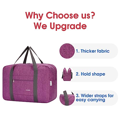For Spirit Airlines Personal Item Bag Foldable Travel Duffel Bag Tote Carry on Luggage Duffle Overnight for Women and Men - color: 1112-Thick Series Purple