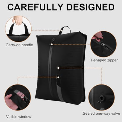 Vacuum Bags for Travel IP67 Reusable Vacuum Seal Bags for Clothing Airless Vacuum Kit Travel Space Saver Compression Bags for Carry On Suitcases and Backpack, Hiking & Camping (2PC, NO PUMP) - style: 2PC