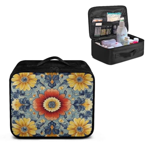 Emergency Kit Bag First Aid Cross Symbol Empty First Aid Bag for Workplace Church and Home Preparedness Built with Abrasion-Resistant Fabric Floral - color: Floral