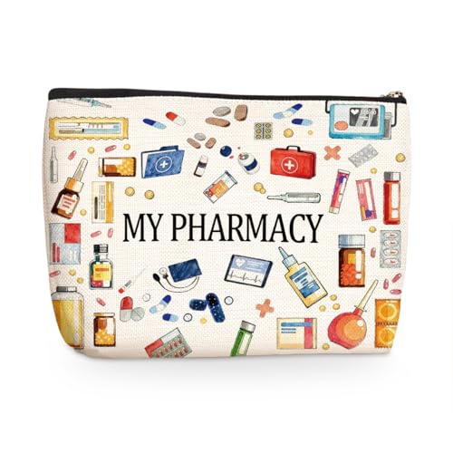 Wenboco MY Pharmacy Makeup Bag, Travel Makeup Case Cosmetic Bags for Women, Portable Pouch Purse Travel Essentials Toiletries Accessories, Christmas Birthday Gifts for Women - color: Multicolor 1587