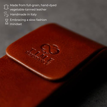 Time Resistance Leather Glasses Case - Hard Shell Leather Glasses Case - Made in Italy - color: Cognac