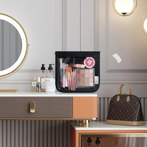 HIONXMGA TSA Approved Toiletry Bag, Set of 3 Clear Travel Toiletry Bag Quart Size Zipper Travel Pouch, Waterproof Makeup Cosmetic Bag for Women Men Kids Toiletries Carry on, Black Large - color: Black, 3 Large