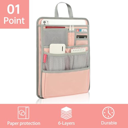 Stiff Backpack Insert Organizer for Men Women Bag In Bag,Water-repellent Nylon 13.7''x10.2''x2''-Pink - color: Pink