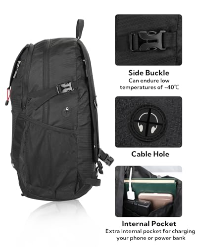 WATERFLY Lightweight Packable Hiking Backpack: 30L Foldable Travel Daypack Ultralight Camping Day Pack for Woman Man - color: Black