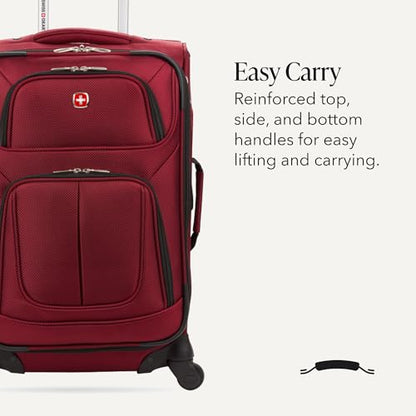 SwissGear Sion Softside Expandable Luggage – Carry-On Suitcase with 360 Degree Wheels & Retractable Handle – 21 Inch, Perfect for 1-3 Night Trips – Burgundy - color: Burgundy, size: Carry-On