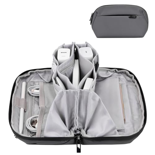 Electronics Cord Organizer Travel Case, Charger Pouch, Tech Accessories Carrying Bag (Dark Grey) - color: Dark Grey