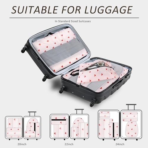 U+U 5 Set Packing Cubes for Travel Essentials Ultralight Luggage Packing Organizers with Laundry Bag and Shoe Bag for Vacation, Business Trip and Camping (Sweetheart Pink) - color: Sweetheart Pink