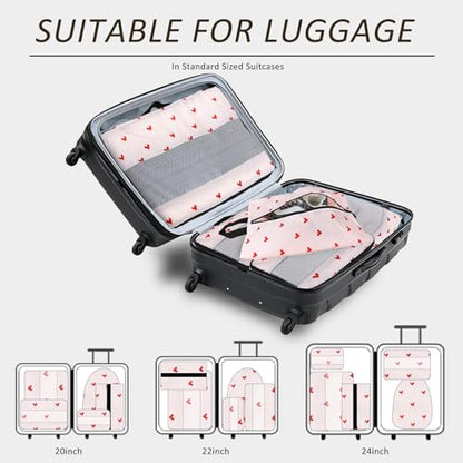U+U 5 Set Packing Cubes for Travel Essentials Ultralight Luggage Packing Organizers with Laundry Bag and Shoe Bag for Vacation, Business Trip and Camping (Sweetheart Pink) - color: Sweetheart Pink