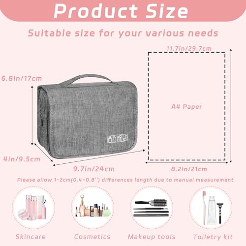 Toiletry Bag Travel Bag with Hanging Hook, Waterproof Shower Bathroom Hanging Toiletry Bag for Men Women,Small Multifunctional Makeup Cosmetic Bag,Portable Toiletries Bag Travel Organizer (Grey) - color: B4-Grey