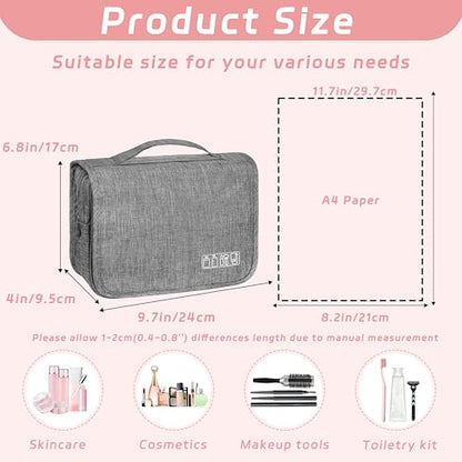 Toiletry Bag Travel Bag with Hanging Hook, Waterproof Shower Bathroom Hanging Toiletry Bag for Men Women,Small Multifunctional Makeup Cosmetic Bag,Portable Toiletries Bag Travel Organizer (Grey) - color: B4-Grey