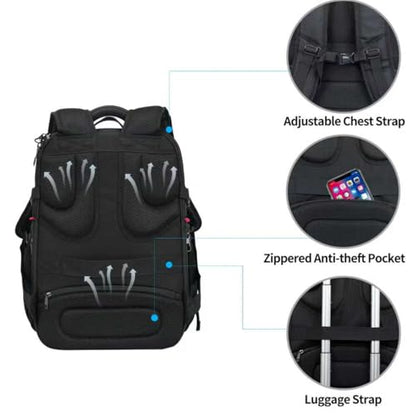KROSER Travel Laptop Backpack 17.3 Inch XL Computer Backpack with Hard Shell Saferoom RFID Pockets Water-Repellent Business College Daypack Stylish Bag for Men/Women-Black Red - color: Black/Red-17.3, size: 17.3 inch