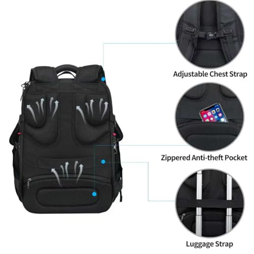 KROSER Travel Laptop Backpack 17.3 Inch XL Computer Backpack with Hard Shell Saferoom RFID Pockets Water-Repellent Business College Daypack Stylish Bag for Men/Women-Black Grey - color: Black/Grey-17.3, size: 17.3 inch