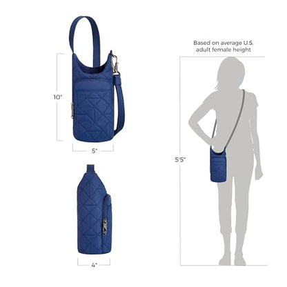 Travelon Anti-Theft Boho Insulated Water Bottle Tote - color: Blue