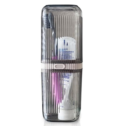 Toothbrush Travel Case, Portable Travel Toothbrush Holder, Large Tooth Brush Travel Case, Travel Toothbrush &Toothpaste Container for Trip, Gym, Hiking, Camping and Bathroom (Clear Grey)