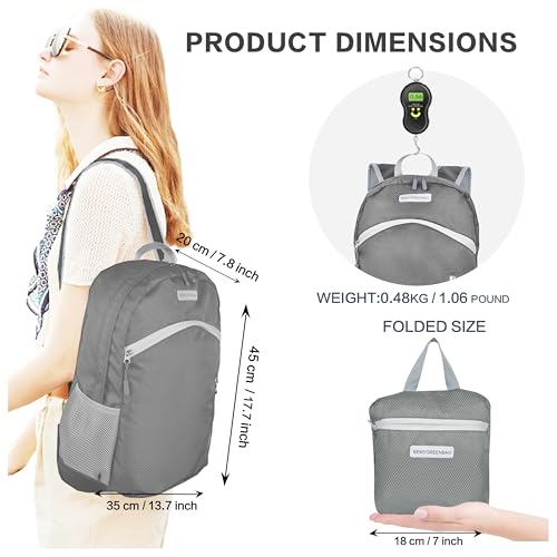 35L Foldable Waterproof Backpack For Outdoor Sports Travel Inside Wet Clothes Compartment Packable For Multiple - color: 1grey