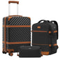 Coolife Luggage Set Suitcase Carry On Luggage PC Hardshell Luggage TSA Lock Spinner Wheels Telescopic Handle - color: Black, size: 3 piece set (BP/TB/20)