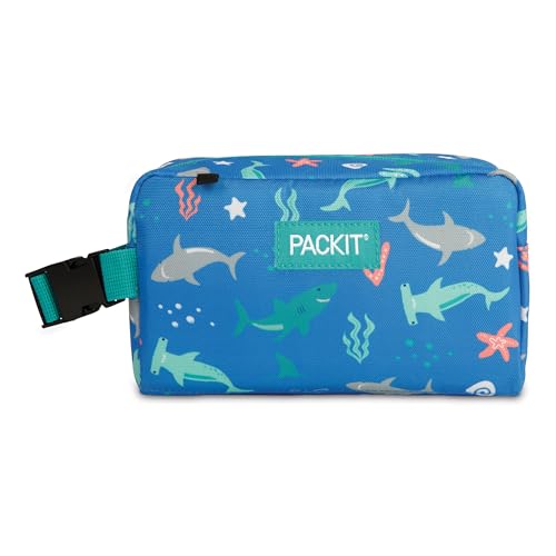 PackIt Freezable Small Insulated Snack Box, Sea Shark, with EcoFreeze Technology (Built-in Ice Pack), Mini Cooler or Small Lunch Bag, For Fresh Snacks On the Go, for Work, Gym, or Travel - color: Sea Shark, size: Medium