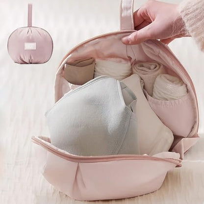 Round Shape Lingerie Storage Pouch (8.3×7Inch) - Skin-Friendly Travel Packing Cube for Underwear/Home Use, Pink - color: Pink