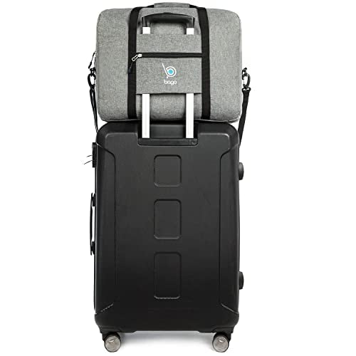 Bago Personal Item Travel Bag For Airlines - Fits As 18x14x8 inches Travel Bag Spirit & Frontier Airlines - Foldable Duffle Bag For Travel - Personal Item Bag Small Carry On Bag For Air Travel - color: SnowGray