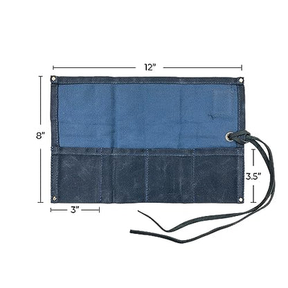 Hide & Drink, Waterproof Waxed Canvas Travel Watch Roll Organizer with 4 Slots, Easy Carry On Watchlover Storage, Handmade Travel Case, Blue Mar - color: Blue Mar