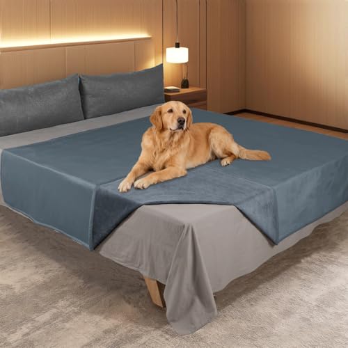 Ameritex Pet Bed Blanket Reversible 100% Waterproof Velvet Super Soft for Sofa and Bed - color: Blue+navyblue, size: 40x60 Inches