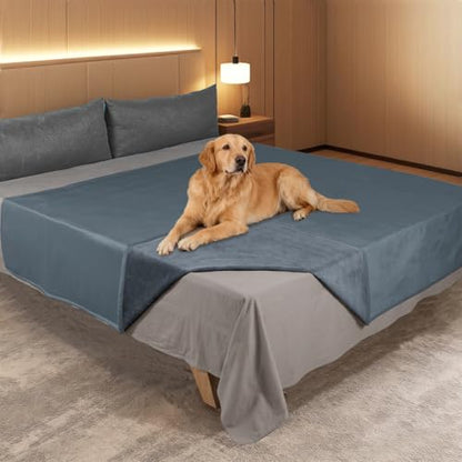 Ameritex Pet Bed Blanket Reversible 100% Waterproof Velvet Super Soft for Sofa and Bed - color: Blue+navyblue, size: 40x60 Inches