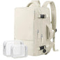 Hanples Travel Backpack for Women Men Large Carry On Person Item Flight Approved 17 In Laptop Backpack Waterproof anti theft Casual Luggage with 2 Toiletry Bag(Beige) - color: Beige, size: Large