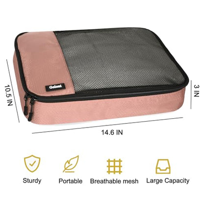 Packing Cubes for Travel Essentials,4 Set Packing Cubes for Suitcases,Lightweight Mesh Luggage Organizer Bag,Meat pink - color: Meat pink