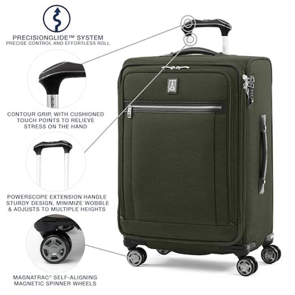 Travelpro Platinum Elite Softside Expandable Luggage, 8 Wheel Spinner Suitcase, TSA Lock, Men and Women, Pilot Green, 2-Piece Set (21/25) - color: Pilot Green, size: 2-Piece Set (21/25)