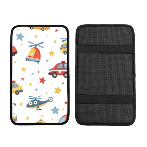 Cartoon Traffic Car Airplane Car Center Console Cover Universal Car Armrest Cover Waterproof Auto Armrest Seat Box Mat Protector Decor Car Center Console Cushion Pad for Most Vehicle SUV Truck Car