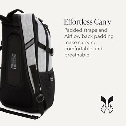 SWISSGEAR City Pack Backpack, Slim Profile Daily Carry, Airflow Back Panel, Tablet Pocket, and Lay-Flat Organizer, Light Grey/Heather, 15.9L, 18-Inch - color: Light Grey/Heather