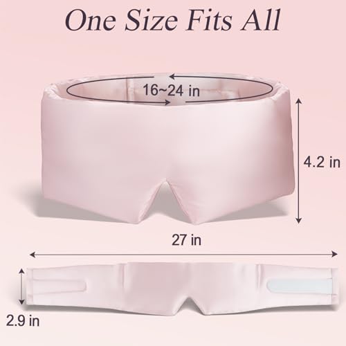 Silk Sleep Eye Mask for Side Sleeper Men Women, Eye Mask Sleeping 100% 22 Momme Pure Mulberry Silk for Night Sleep, Travel, Face-Hugging Padded Eye Cover for Sleeping with Adjustable Band-Pink - color: Pink