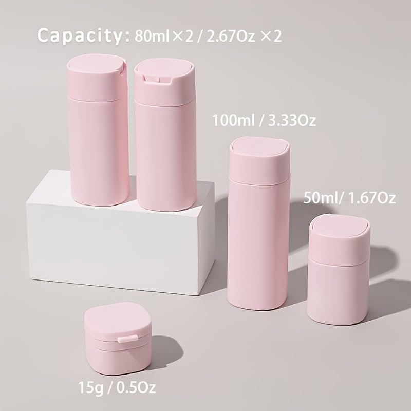 5pcs Travel Cream Dispenser Bottles Set Travel Bottles Toiletry Containers Set, TSA Approved, Travel Essentials - color: Light Grey