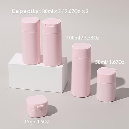 5pcs Travel Cream Dispenser Bottles Set Travel Bottles Toiletry Containers Set, TSA Approved, Travel Essentials - color: Light Grey