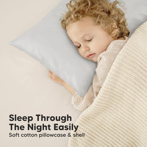 KeaBabies Organic Toddler Pillow with Pillowcase, Jumbo 14X20 - Soft Cotton Toddler Pillows for Sleeping - Machine Washable - Perfect for Travel, Toddler Bed Set (French Gray) - color: French Gray