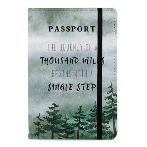 PDE-QUNLIAN Passport Book Holder Passport Wallet for Children Passport Holder for Kid Passport Cover for Boy and Girl Passport Case Passport Books Holder 1 PCS (6x4IN) - color: Green trees-1pcs