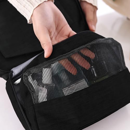 Travel toilet bag is used to store toiletries, Suitable for short-term travel use hanging toilet bag (Black) - color: Black