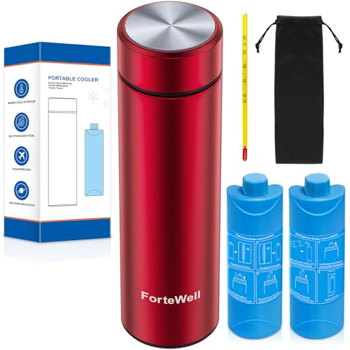 Insulin Travel Case TSA Approved – Durable Diabetic Injection Travel Case for 2-3 Pens – Medication Cooler for Travel with Reusable Cold Gel Bottle for Diabetes Supplies (Red) - color: Red